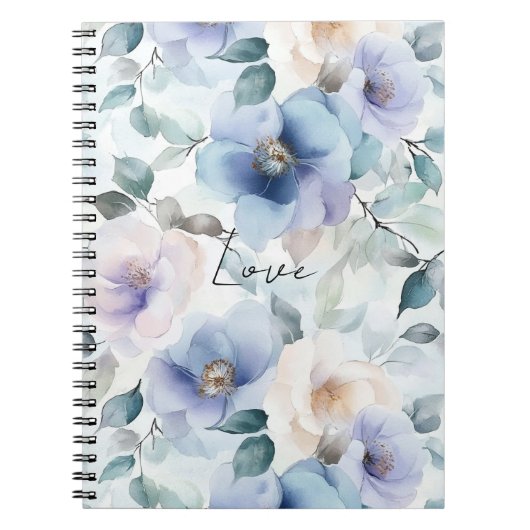 Romantische Paarse Lavendel Blue Cream Bloemen Notitieboek (Voorkant)