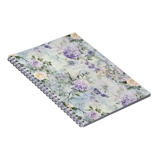 Romantische Paarse Lavendel Cream Bloemen Notitieboek (Rechterzijde)