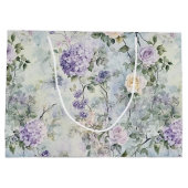 Romantische Paarse Lavendel Cream Floral Wedding Groot Cadeauzakje (Achterkant)