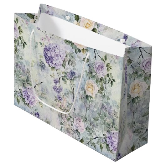 Romantische Paarse Lavendel Cream Floral Wedding Groot Cadeauzakje (Voorkant Gekanteld)