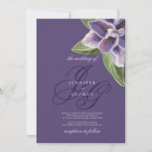 Romantische paarse lavendel orchidee bruiloft kaart (Voorkant)