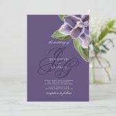 Romantische paarse lavendel orchidee bruiloft kaart (Staand voorkant)