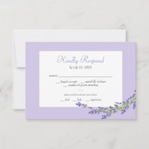Romantische paarse lavendel RSVP kaart