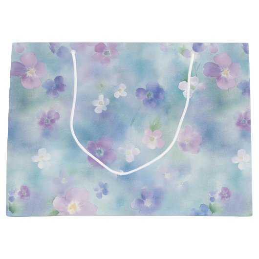 Romantische Paarse Lavendel Witte Bloemen Huwelijk Groot Cadeauzakje (Voorkant)