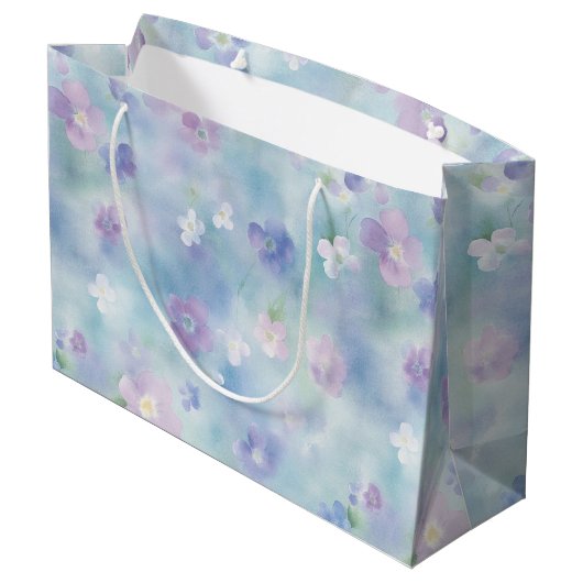 Romantische Paarse Lavendel Witte Bloemen Huwelijk Groot Cadeauzakje (Achterkant Gekanteld)