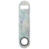 Romantische paarse lavendelbloemen bruiloftsdouche speed flessenopener (Achterkant)