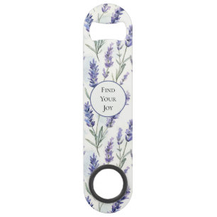 Romantische paarse lavendelbloemen bruiloftsdouche speed flessenopener