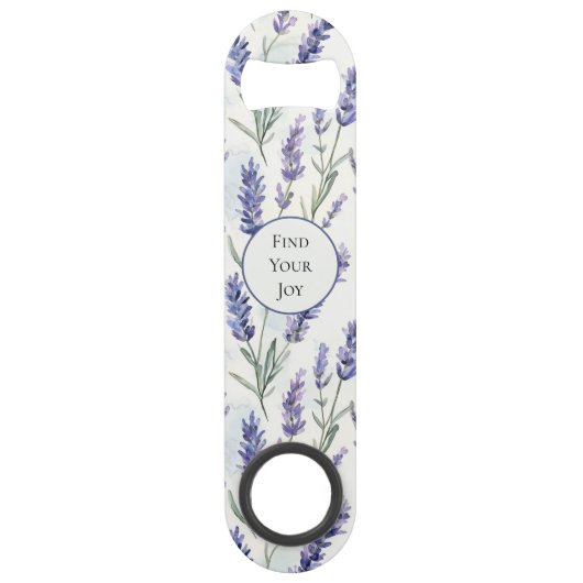 Romantische paarse lavendelbloemen bruiloftsdouche speed flessenopener (Voorkant)