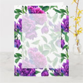 Romantische paarse magenta roze waterverf pioenroz kaart (Gele Bloem)