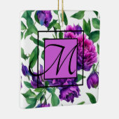 Romantische paarse magenta roze waterverf pioenroz keramisch ornament (Rechts)