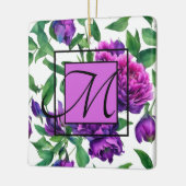 Romantische paarse magenta roze waterverf pioenroz keramisch ornament (Links)