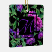 Romantische paarse magenta roze waterverf pioenroz keramisch ornament (Rechts)