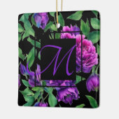 Romantische paarse magenta roze waterverf pioenroz keramisch ornament (Links)