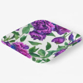 Romantische paarse magenta roze waterverf pioenroz papieren bordje (Gebogen)