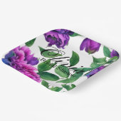 Romantische paarse magenta roze waterverf pioenroz papieren bordje (Gebogen)