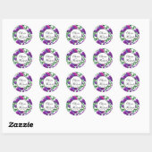 Romantische paarse magenta roze waterverf pioenroz ronde sticker (Vel)