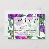 Romantische paarse magenta roze waterverf pioenroz RSVP kaartje (Voorkant)