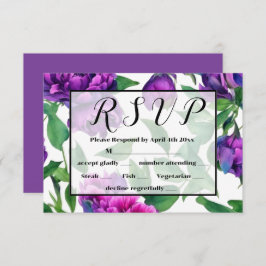Romantische paarse magenta roze waterverf pioenroz RSVP kaartje