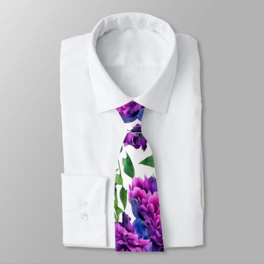 Romantische paarse magenta roze waterverf pioenroz stropdas (Gebonden)