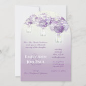 Romantische Paarse Mason Jar Firefly Wedding Kaart (Voorkant)