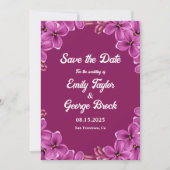 Romantische Paarse orchidee-Rozen Zomerbruiloft Save The Date (Voorkant)