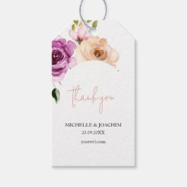 Romantische Paarse Pastel Boho Bloemige Waterverf Cadeaulabel