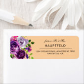 Romantische Paarse Perzik Bloemen Retour Adres Lab Etiket (Insitu)