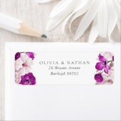 Romantische Paarse Plum Blush Wedding Retouradres Etiket (Insitu)