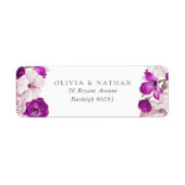 Romantische Paarse Plum Blush Wedding Retouradres Etiket (Voorkant)
