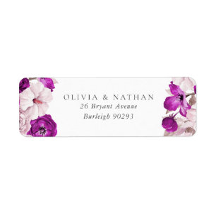 Romantische Paarse Plum Blush Wedding Retouradres Etiket