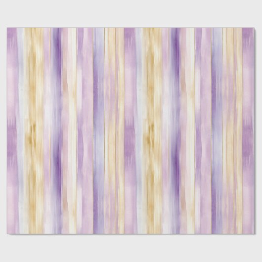 Romantische paarse roomkleurige iris strepen bruid cadeaupapier (Vlak)