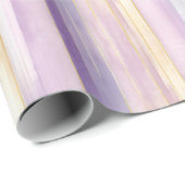 Romantische paarse roomkleurige iris strepen bruid cadeaupapier (Rol Hoek)