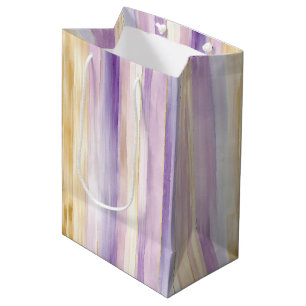 Romantische paarse roomkleurige iris strepen bruid medium cadeauzakje