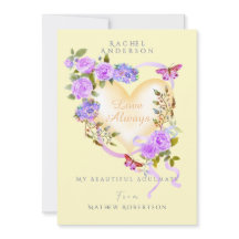 Romantische paarse roos gele valentijnskaart