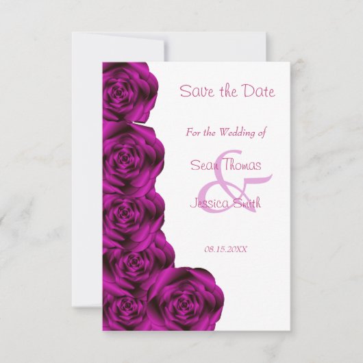 Romantische paarse roos rand save the date (Voorkant)