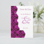 Romantische paarse roos rand save the date (Staand voorkant)