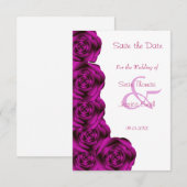 Romantische paarse roos rand save the date (Voorkant / Achterkant)