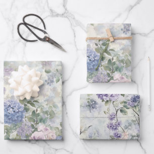 Romantische paarse roze bloemen bruidsdouche inpakpapier vel
