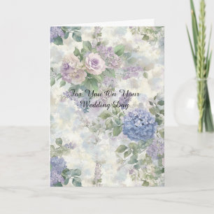 Romantische paarse roze bloemen bruidsdouche kaart