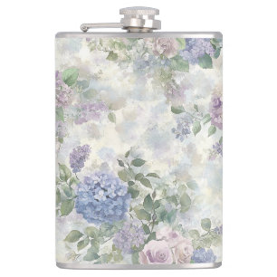 Romantische paarse roze bloemen bruidsmeisje cadea heupfles