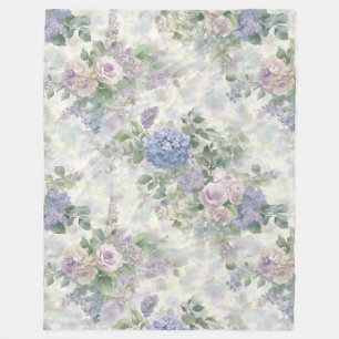 Romantische paarse roze bloemen fleece deken