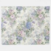 Romantische paarse roze bloemen fleece deken (Voorkant (Horizontaal))
