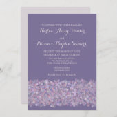 Romantische Paarse Roze Confetti Wedding Invite Kaart (Voorkant / Achterkant)