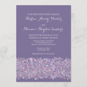 Romantische Paarse Roze Confetti Wedding Invite Kaart