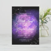 Romantische Paarse & Roze Nevel Huwelijksuitnodigi Kaart (Staand voorkant)