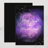 Romantische Paarse & Roze Nevel Huwelijksuitnodigi Kaart (Voorkant / Achterkant)