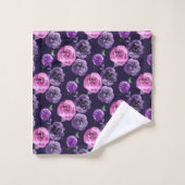 Romantische Paarse & Roze Waterverf Rozen Bloemen Bad Handdoek (Wasdoekje)
