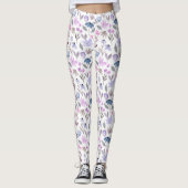 Romantische paarse rozen botanische floral boho leggings (Voorkant)