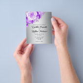 Romantische Paarse Rozen op Silver Budget Bruiloft Flyer (Hand)