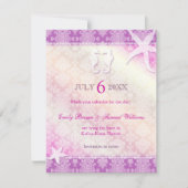 Romantische Paarse Strand Bruiloft Save the Date (Voorkant)